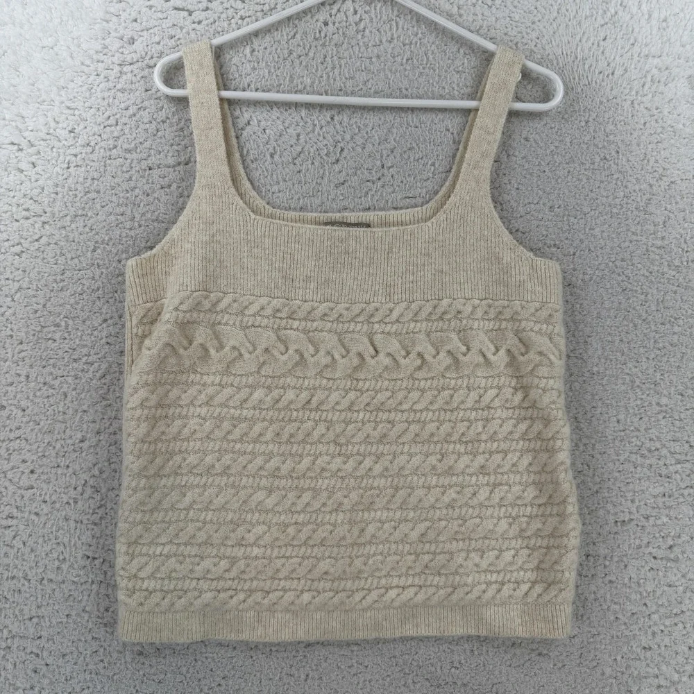 J.Crew Tank Top Womens 2XL Beige Square Neck Cable Knit Alpaca Blend Sweater